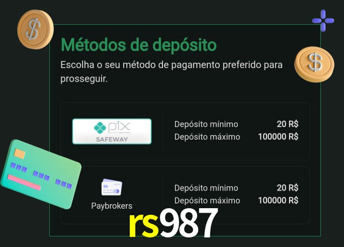 O cassino rs987 oferece uma grande variedade de métodos de pagamento